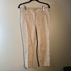 Ann Taylor tan polka dot cropped cotton pant 4P capri